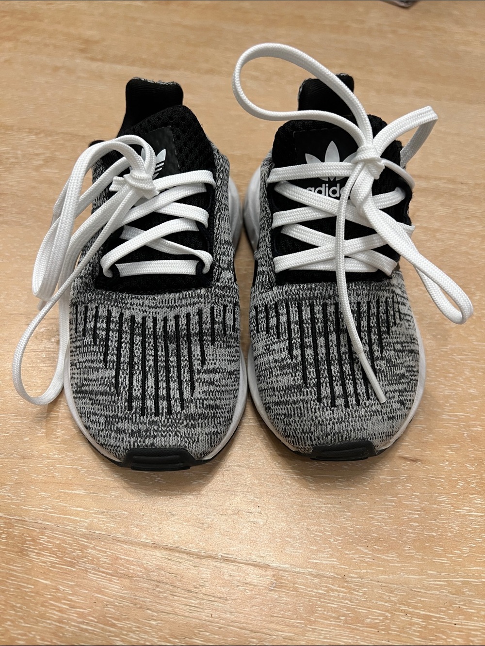 adidas Kids Black & Gray Knit Lace-Up Sneakers